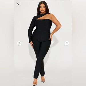 Fashion Nova Black Asymmetrical Jumpsuit
